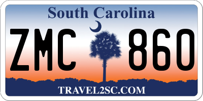 SC license plate ZMC860