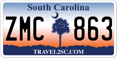 SC license plate ZMC863