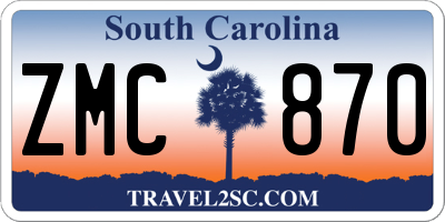 SC license plate ZMC870