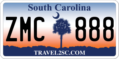 SC license plate ZMC888