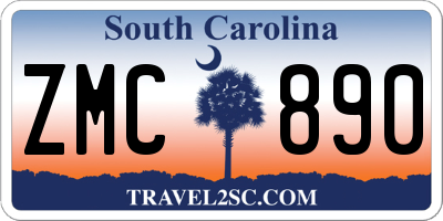 SC license plate ZMC890