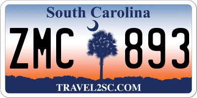 SC license plate ZMC893