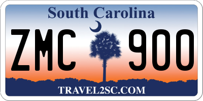 SC license plate ZMC900