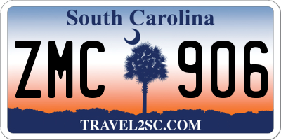 SC license plate ZMC906