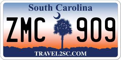 SC license plate ZMC909