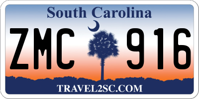SC license plate ZMC916