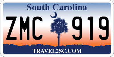 SC license plate ZMC919
