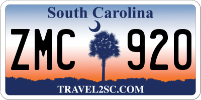 SC license plate ZMC920