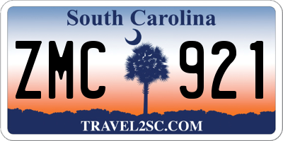 SC license plate ZMC921