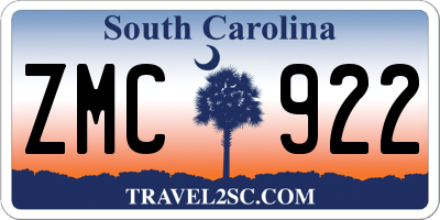 SC license plate ZMC922