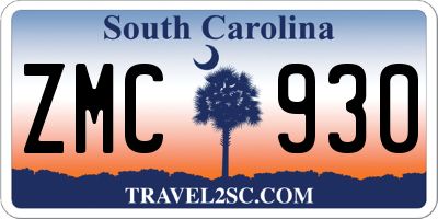 SC license plate ZMC930