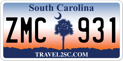 SC license plate ZMC931