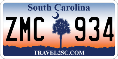 SC license plate ZMC934