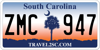 SC license plate ZMC947