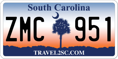 SC license plate ZMC951