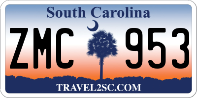 SC license plate ZMC953