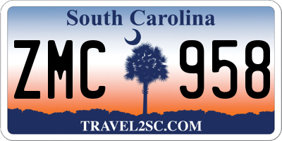 SC license plate ZMC958