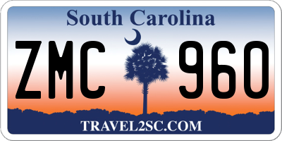 SC license plate ZMC960