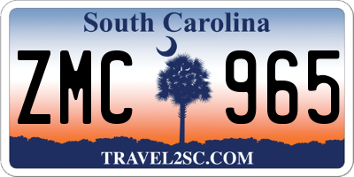 SC license plate ZMC965