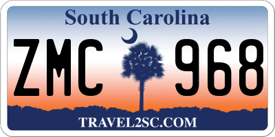 SC license plate ZMC968