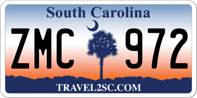 SC license plate ZMC972