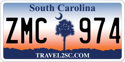 SC license plate ZMC974