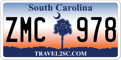 SC license plate ZMC978