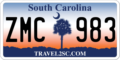 SC license plate ZMC983