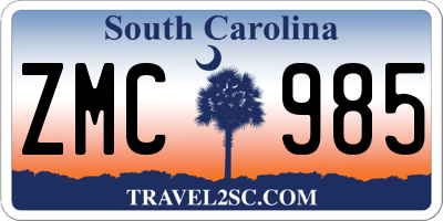 SC license plate ZMC985