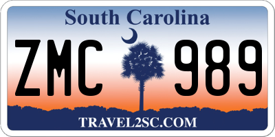 SC license plate ZMC989