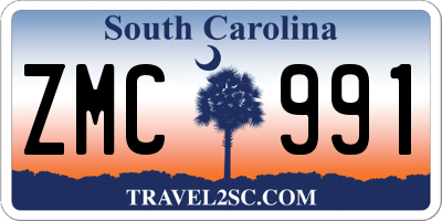 SC license plate ZMC991