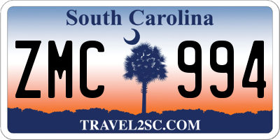 SC license plate ZMC994