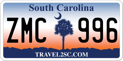 SC license plate ZMC996