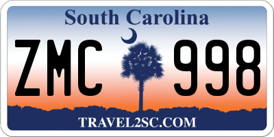SC license plate ZMC998