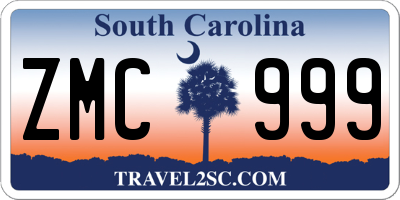 SC license plate ZMC999