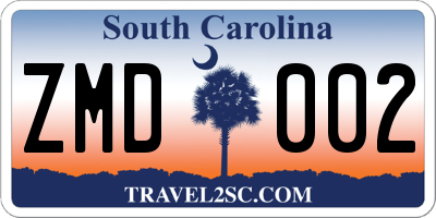 SC license plate ZMD002