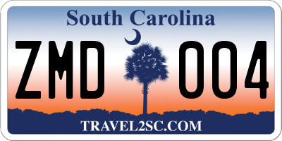 SC license plate ZMD004