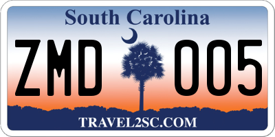 SC license plate ZMD005