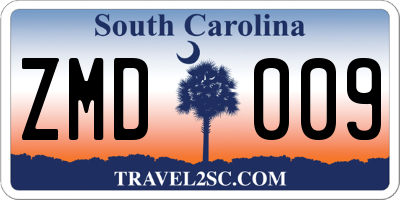 SC license plate ZMD009