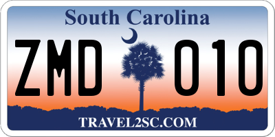 SC license plate ZMD010