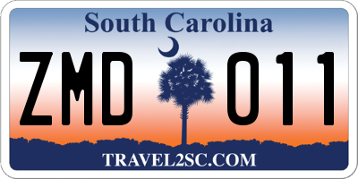 SC license plate ZMD011