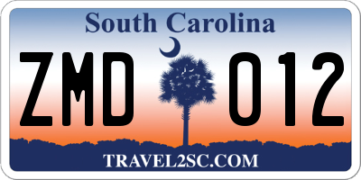 SC license plate ZMD012
