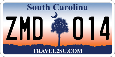 SC license plate ZMD014