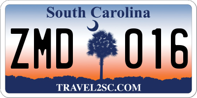 SC license plate ZMD016