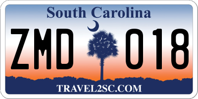 SC license plate ZMD018