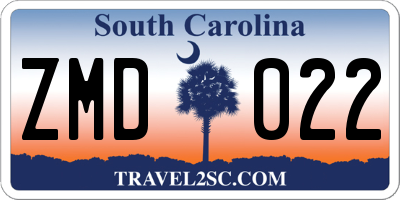 SC license plate ZMD022