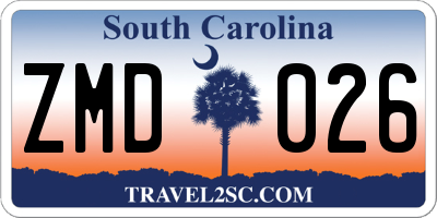 SC license plate ZMD026