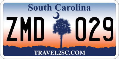 SC license plate ZMD029