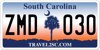 SC license plate ZMD030