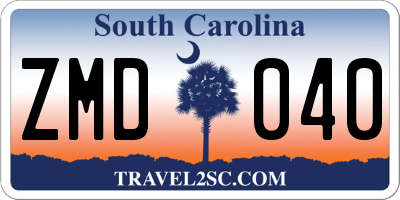 SC license plate ZMD040